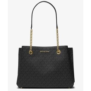NWT- MICHAEL KORS Black Teagan Large Logo Shoulder Bag